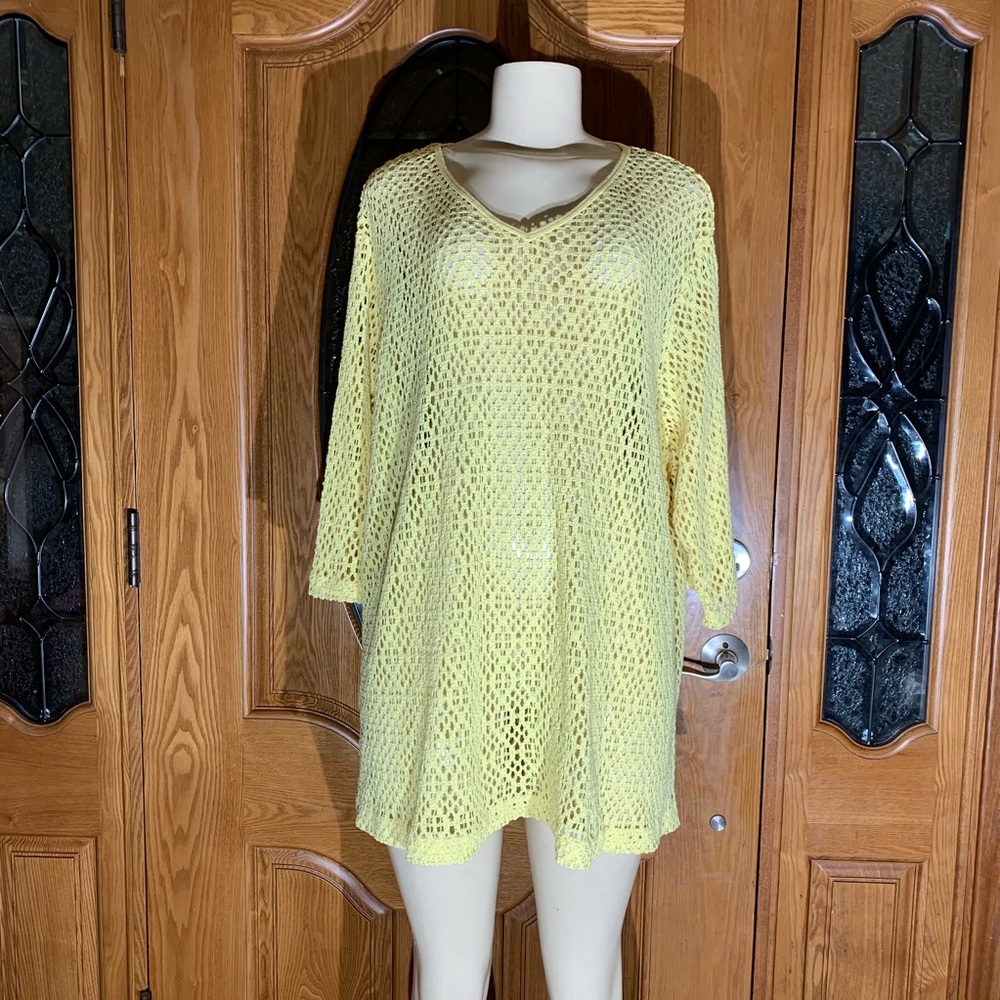 ROAMA’S Womans Crochet Tunic cardigan Yellow SZ 1x